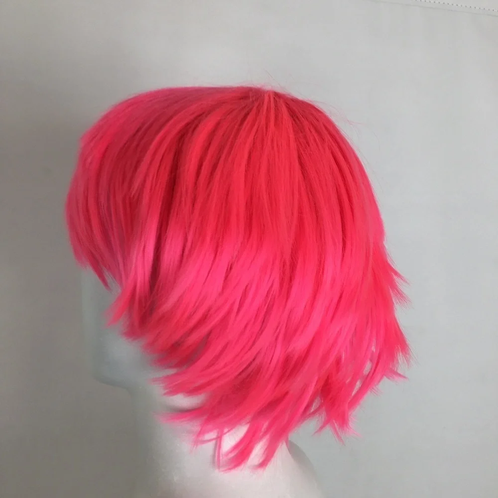 Hot Pink Choppy Bob Wig With Bangs NEW NWOT Cosplay Emo Gamer Anime